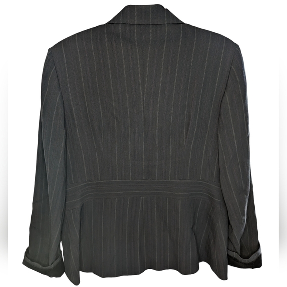 Cinzia Rocca Italian Wool Pinstripe Blazer Black Gray Women’s Size 12 - Picture 9 of 13